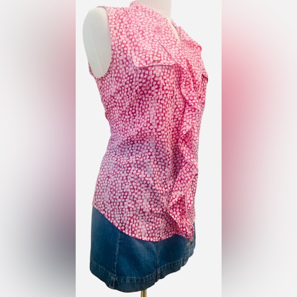 Pink Sleeveless Ruffle Blouse